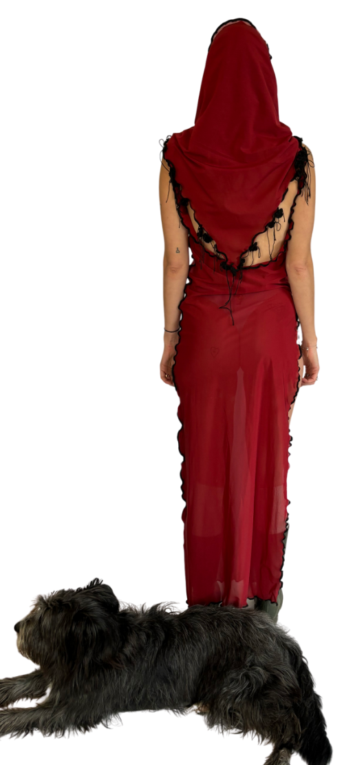 Robe dos nu chaperon avec châle