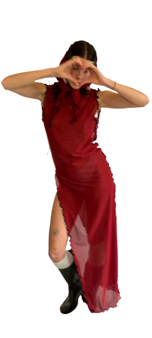 Robe dos nu chaperon avec châle